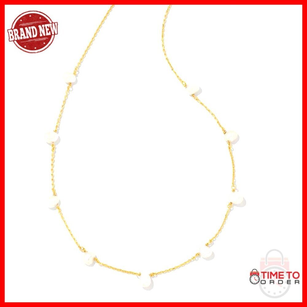14k Gold-Plated Pearl Strand Necklace, 16" Chain with 3" Extender, 9 Cultured